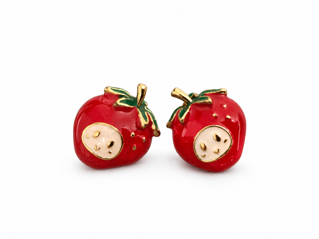 Cherry Bliss Gold-Toned Stud Earrings