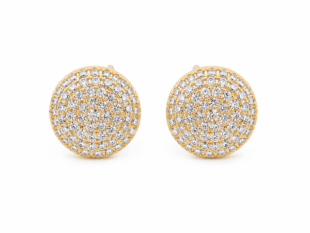 Celestial Pave Crystal Disc Stud Earrings