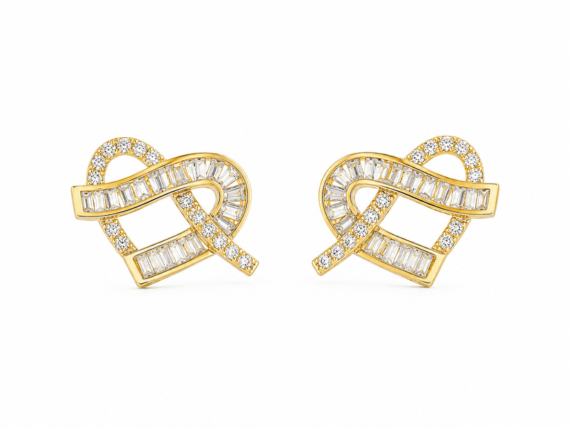 Elegant Crystal Ribbon Knot Stud Earrings