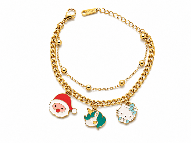Cute Christmas Charm Layered Bracelet