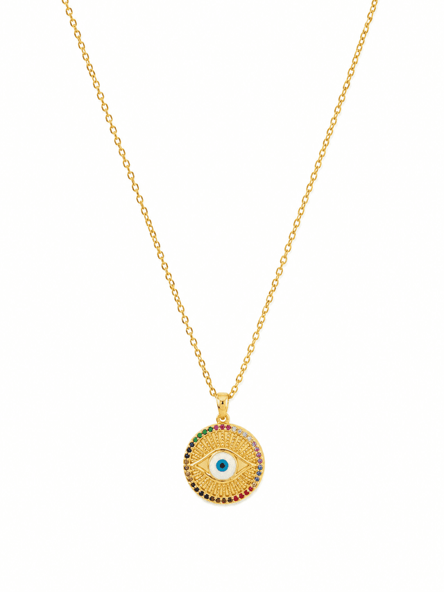 Elegant Evil Eye Sunburst Pendant Necklace