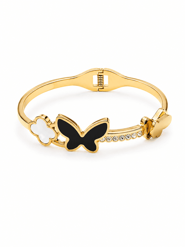 Butterfly & Clover Crystal Gold Bracelet